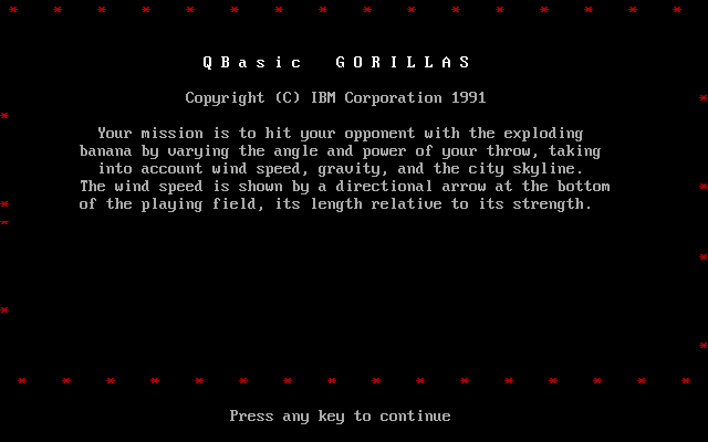 Gorillas cover art for DOS