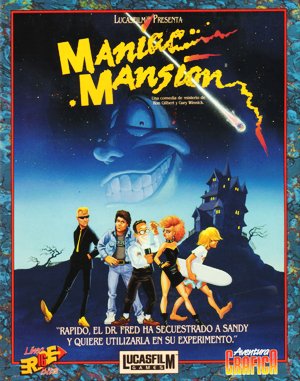Maniac Mansion cover art for DOS
