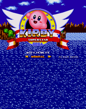 Kirby in Sonic the Hedgehog cover art for Genesis