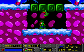 Jazz Jackrabbit: Holiday Hare 1995 cover art for DOS