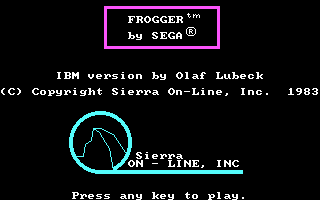 Frogger cover art for DOS