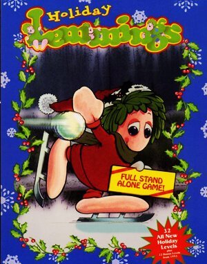Holiday Lemmings 1994 cover art for DOS
