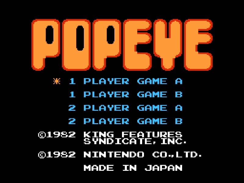 POPEYE cover art for Famicom