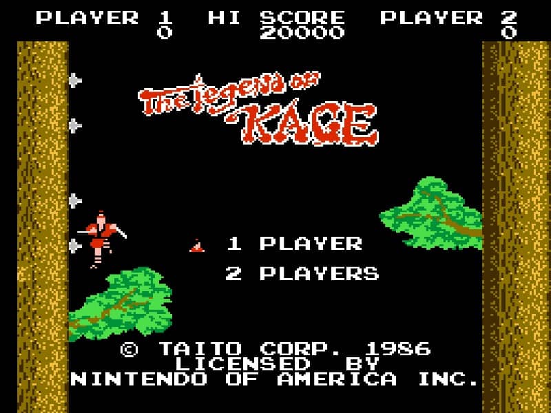 The Legend of Kage cover art for Famicom