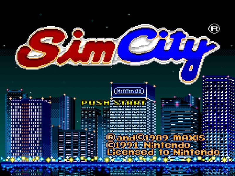 Sim City cover art for Super Famicom