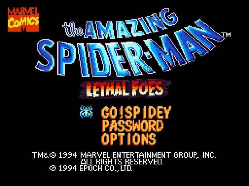 The Amazing Spider Man - Lethal Foes cover art for Super Famicom