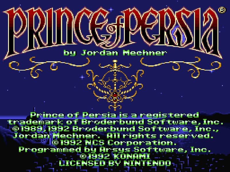 Prince of Persia cover art for Super Famicom