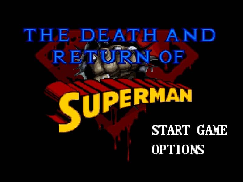 The Death and Retruns of Superman cover art for Super Famicom