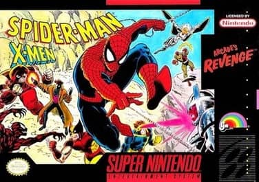 SpiderMan and The X Men In Arcades Revenge cover art for Super Famicom