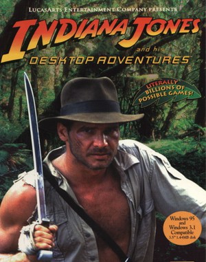 Indiana Jones and his Desktop Adventures cover art for DOS