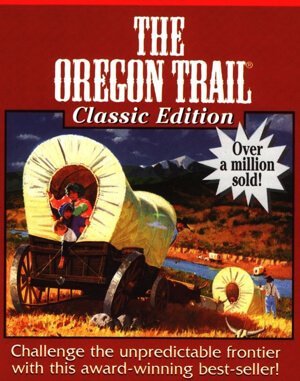 Oregon Trail game cover art for DOS