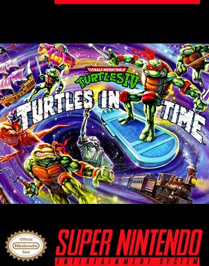 Teenage Mutant Ninja Turtles: Turtles in Time cover art for Super Famicom