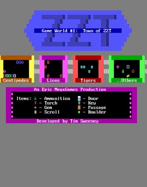 ZZT cover art for DOS