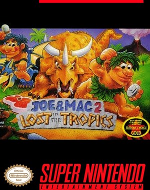 Joe & Mac 2: Lost in the Tropics cover art for Super Famicom