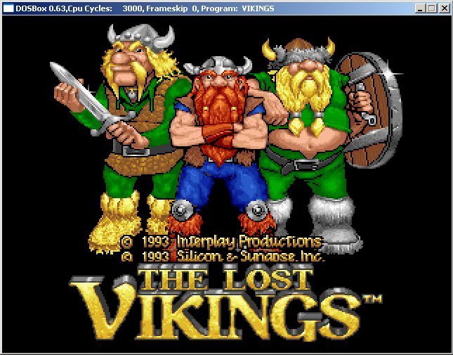 Lost Vikings cover art for DOS