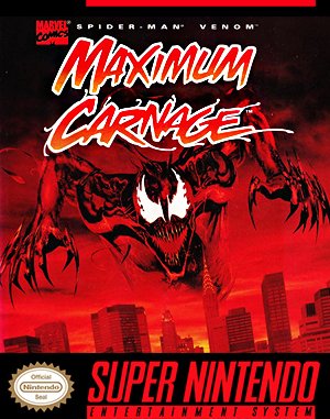 Spider-Man and Venom: Maximum Carnage cover art for Super Famicom