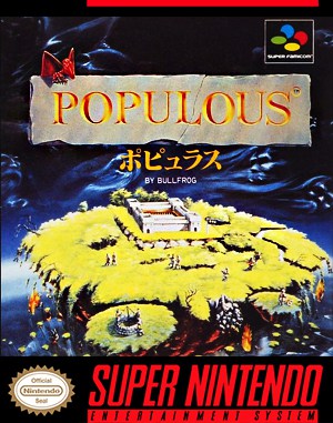 Populous cover art for Super Famicom