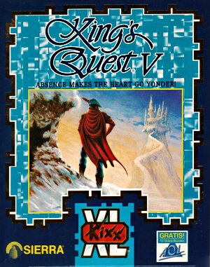 King’s Quest V: Absence Makes the Heart Go Yonder! cover art for DOS