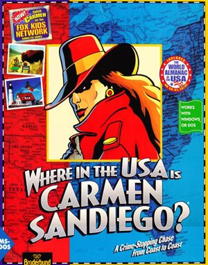 Where in the USA is Carmen Sandiego Deluxe cover art for DOS